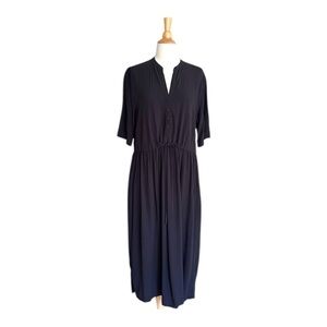 UNIQLO Ines De La Fressange Paris Black Long Dress Minimalist Relaxed Fit XS